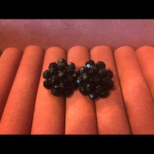 Vintage Black Bead Cluster Clip-on earring